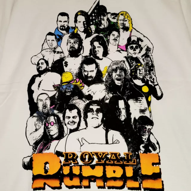 WWE WWF ROYAL RUMBLE T SHIRT MENS XL Andre the Giant PRO WRESTLING WHITE NWT