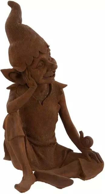 Charming Pixie Sitting Garden Ornament Sculpture - made from Cold Cast Iron