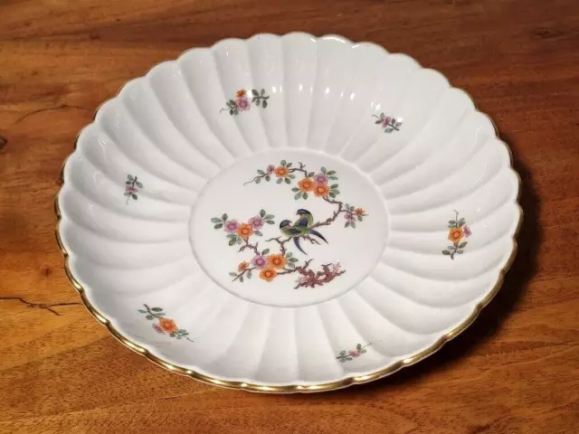 Meissen Porzellan Schale, 2 Vögel, asiatische Blütenmalerei, modern Fächerschale