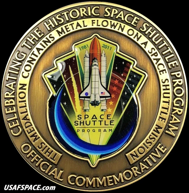 Space Shuttle Commemorative Nasa Coin-Medallion Containing Flown Shuttle Metal