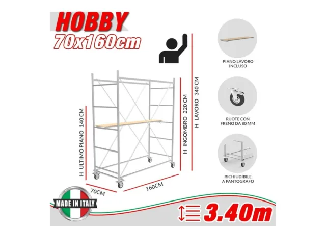 Trabattello Hobbistico HOBBY con Piano di Lavoro (h lavoro 3,40 m)