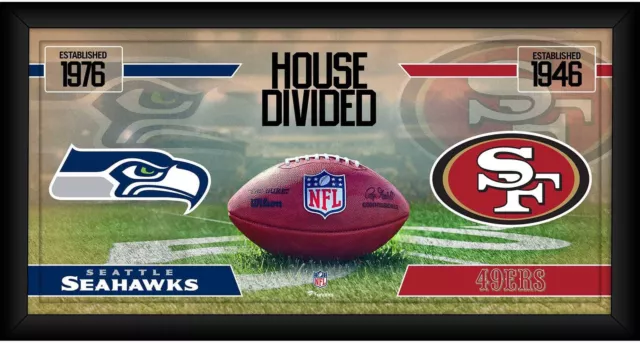 Seattle Seahawks vs. SF 49ers Framed 10" x 20" House Divided Football Collage