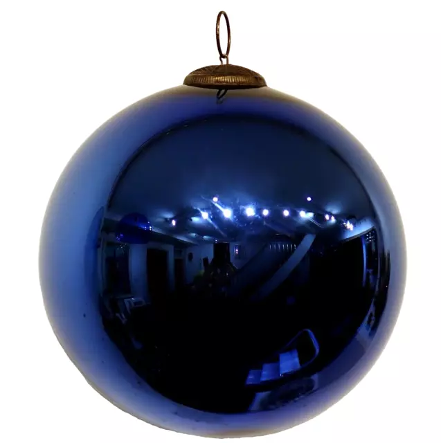 Witch Ball Christmas Ornament Kugel Antique Cobalt Blue Mercury Glass#