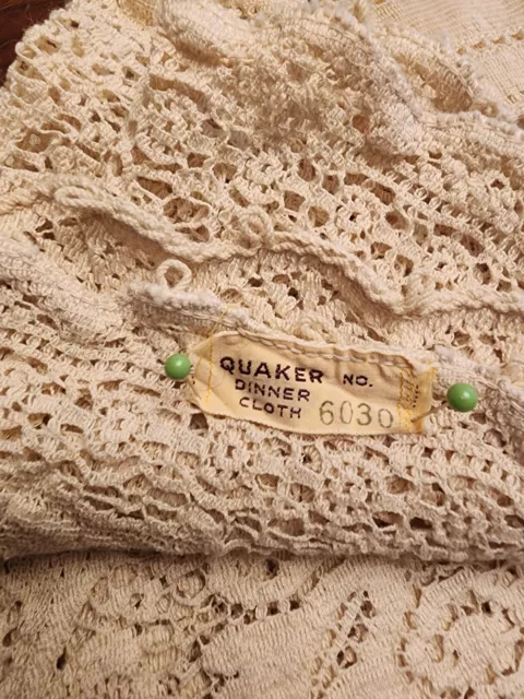 Vintage Antique Quaker Lace #6030 Tablecloth Ecru 3