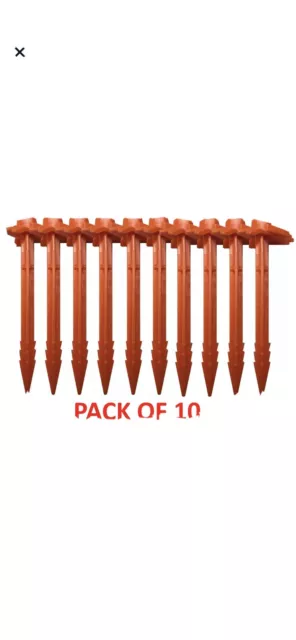 PACK OF 10 Pyramid orange 23cm plastic serrated tent awning bivvy peg pegs