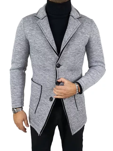 Giacca blazer uomo invernale grigio slim fit cappotto elegante made in Italy