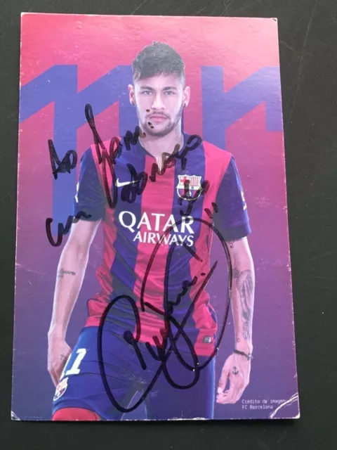 NEYMAR FC Barcelona signed original signierte Autogrammkarte 10x15 mit Widmung