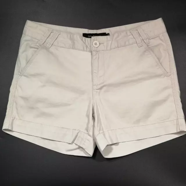 Calvin Klein 100% Cotton Women's Shorts - Cream - UK12 US8 EU40