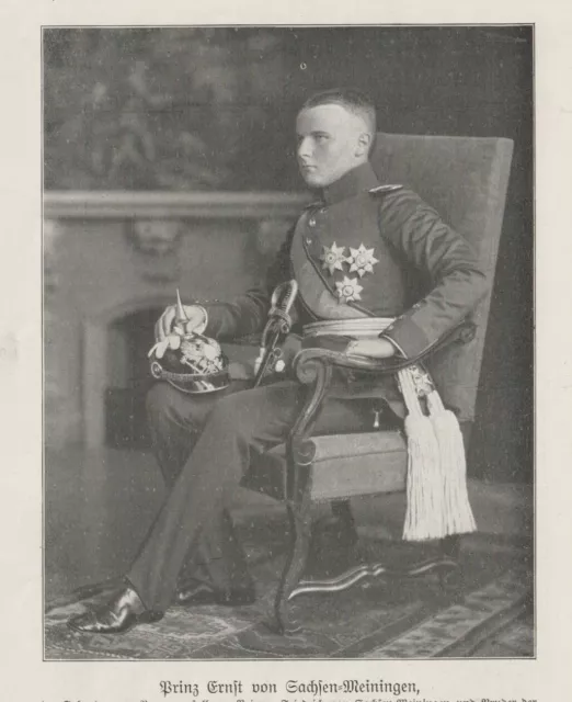 Prinz Ernst De Saxe-Meiningen Original Bilddokument De 1914 WW1