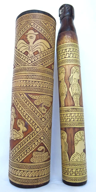 2 pc LARGE BAMBOO BETELNUT CONTAINER TIMOR TRIBAL ARTIFACT - BETEL NUT