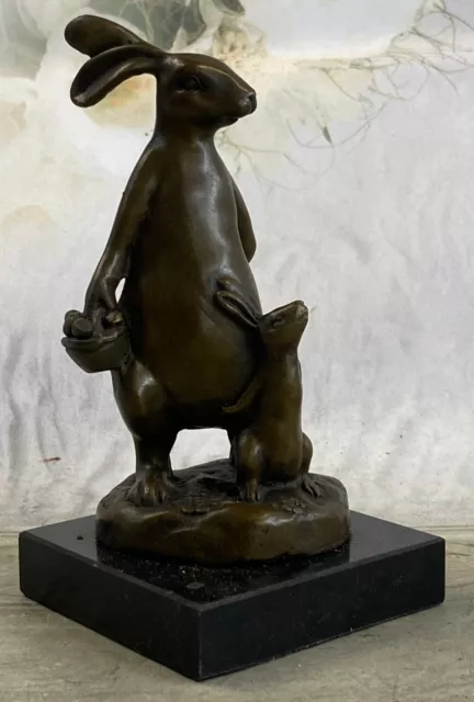 Signée Milo Bronze Sculpture Statue Art Lapin Deco Maison Jardin Décor Figurine