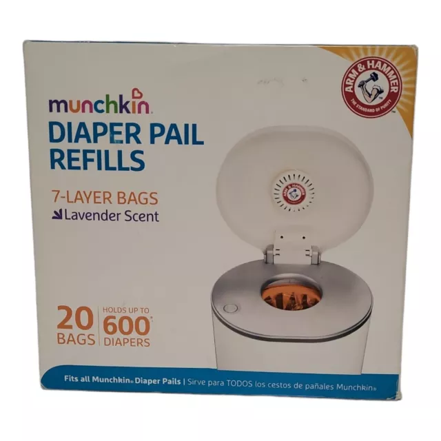 Munchkin Arm & Hammer Diaper Pail Snap, Seal and Toss Refill Bags, Holds 600 ...