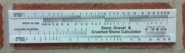 Sand, Gravel & Crushed Stone Calculator Slide Ruler Made In USA!!!