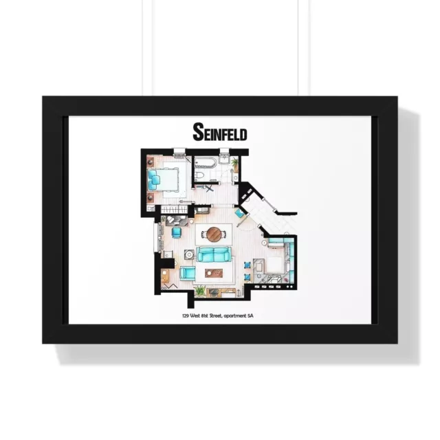 Seinfeld TV Show Apartment Floor Plan - Seinfeld TV Show Layout Poster Jerry Sei