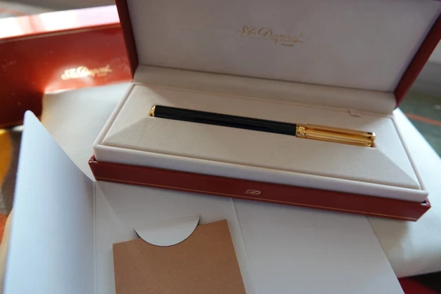 Stylo Plume S.T. Dupont Gatsby - Plaque Or, Finition Godrons, Plume En Or 18K - Occasion De Prestige