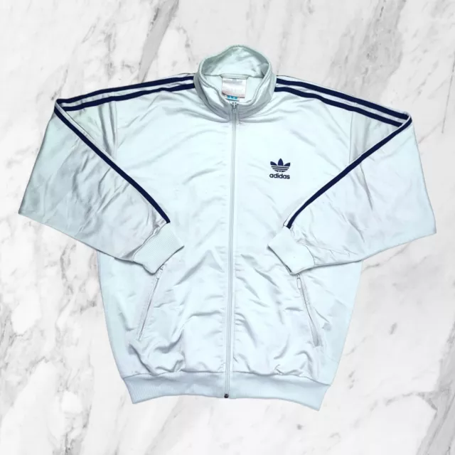 ADIDAS Vintage Anni 90 Felpa Zip Uomo Giacca Tuta Celeste Tre Strisce Taglia M