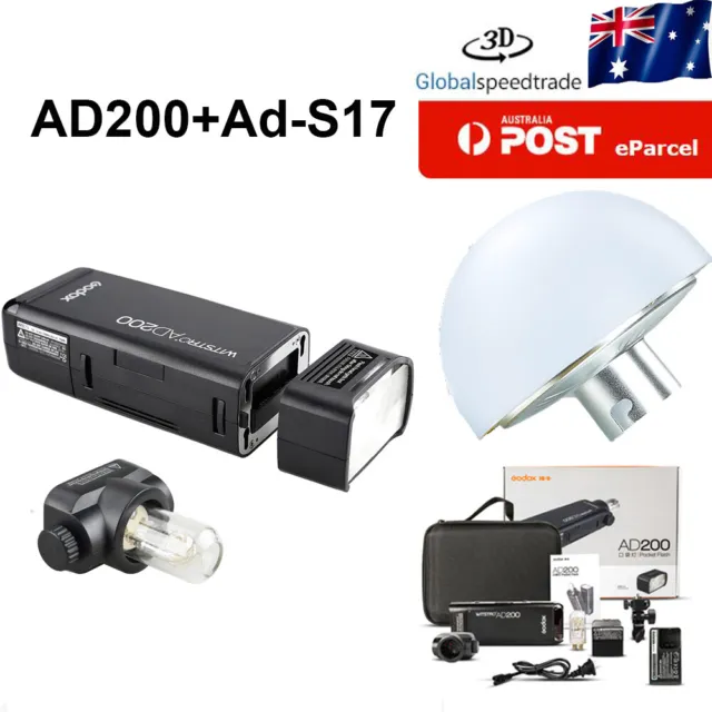 AU Godox 2.4G TTL AD200 200w 1/8000s HSS Pocket Flash+free AD-S17 diffuser