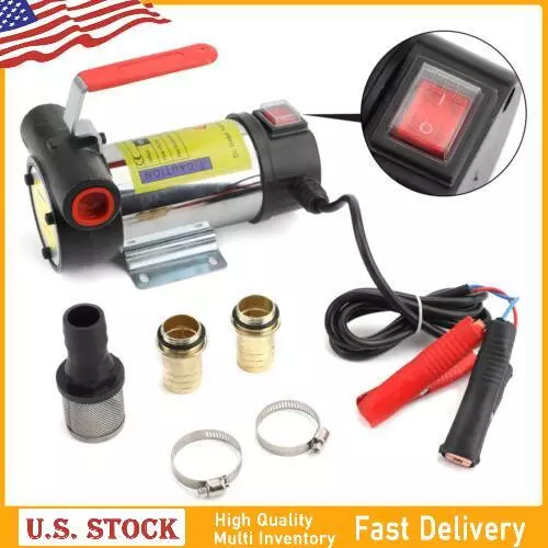 Portable 12V DC Electric Fuel Transfer Pump Kerosene Oil Diesel Commercial RL