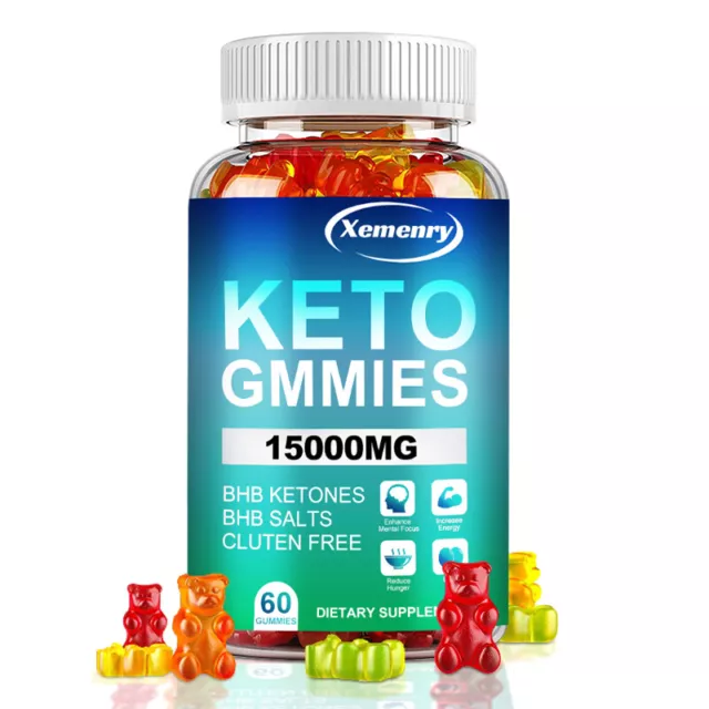 Keto Gummibärchen 15000mg – Gewichtsverlust,Reinigung,Entgiftung–Mit Apfelessig