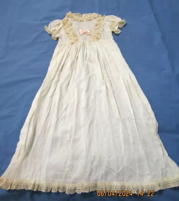 Antique Infant Christening Gown, Silk, Lace, Embroidery, Cherub by Annette