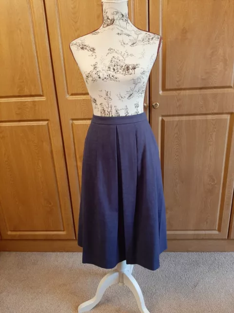 Fabulous Lined Navy 'Harbour' Linen Mix Skirt By Hobbs Size 14 BNWT rrp £85