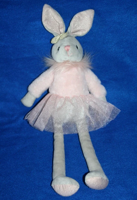 Maisons Du Monde Doudou Peluche Lapin Gris Robe Tutu Rose Noeud Dore Etat Neuf