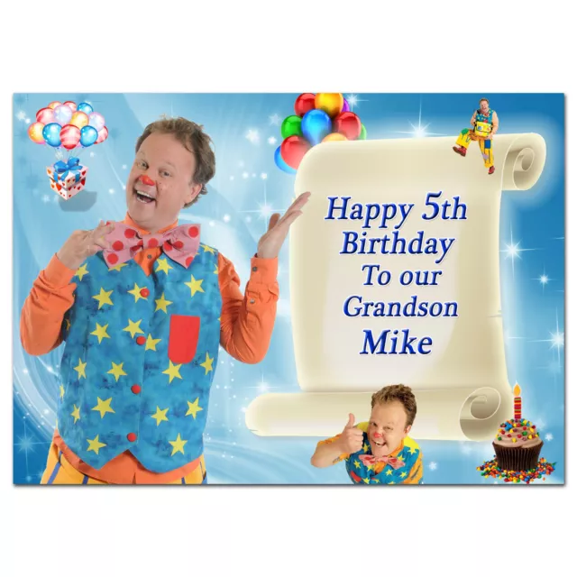 Mr Tumble Birthday card; Any age name relationship; for little or big (d758)