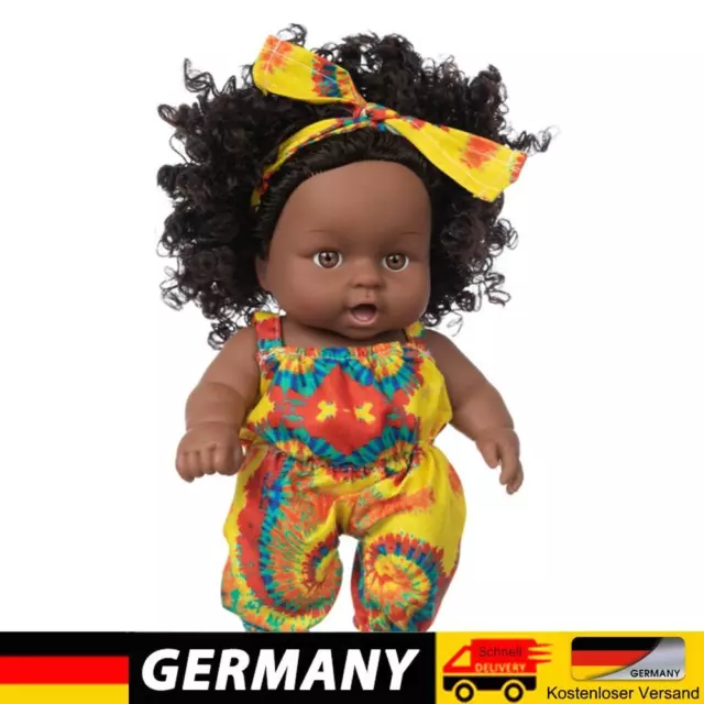 Julydeer Schwarzafrikanische Reborn-Puppe, Vollsilikon, amerikanisches Baby, Spi