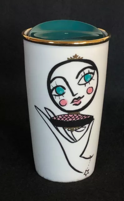 Rare Starbucks 2015 Ceramic 12 Oz Tumbler Face Compact Mirror. Dot Collection
