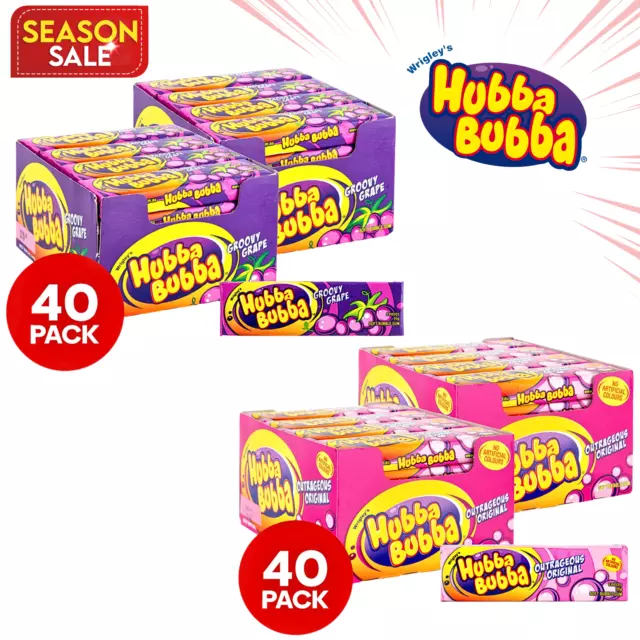 40 x 35g pack Wrigleys  Hubba Bubba Chewing Gum Soft Bubble Gum