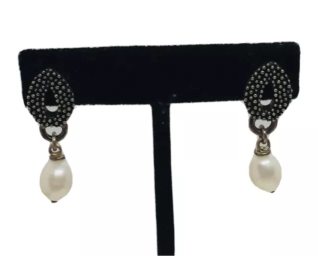 Michael Dawkins Sterling Silver & Pearl Dangle Earrings