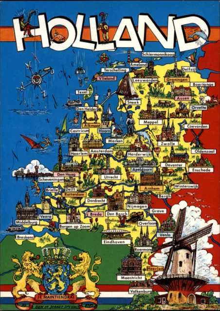 Postkarte Niederlande Holland Landkarte Map Ansichtskarte ungelaufen, Postcard