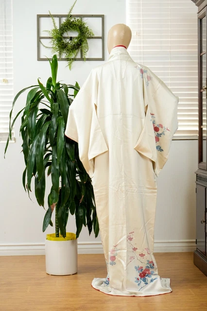 Dear Vanilla Japanese Silk Kimono Women's Robe Gown Authentic Japan Vintage Mint 10