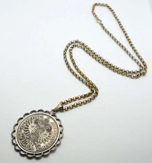 Vintage Austria 1780-X Maria Theresia Thaler Souvenir Necklace Medallion