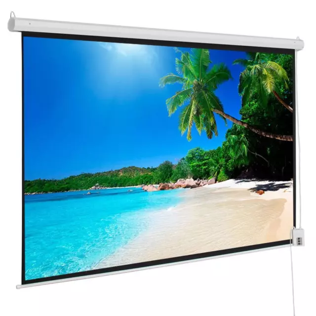 New 92" 16:9 80 x 45" Motorized Projector Screen Projection Remote White HD 160°