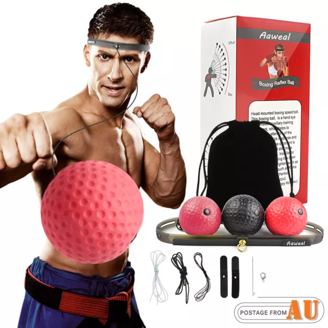 Boxing Speedball Fight 3 Balls Head Band Training Reflex Speed Punch Exercise