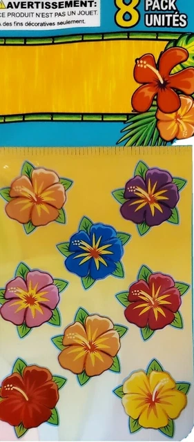 Décor de fête hawaïen Luau. (2)- 8 pack de découpes de papier, bannière 1 lettre, 1 guirlande 2