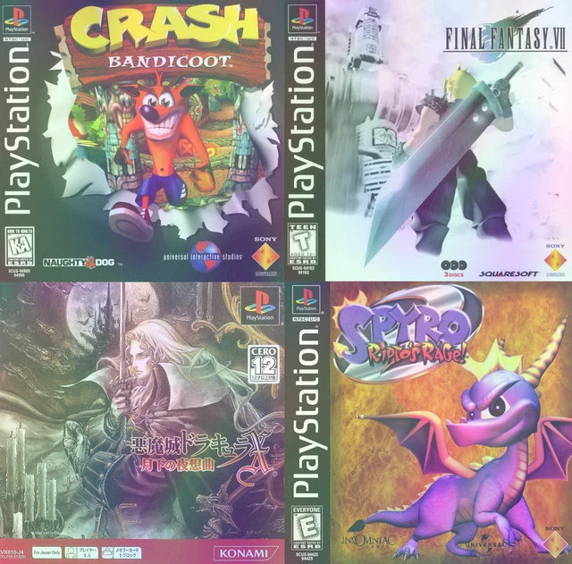 CUSTOM PLAYSTATION 1 (PS1) Holographic Cover Art Inserts / Stickers 9.