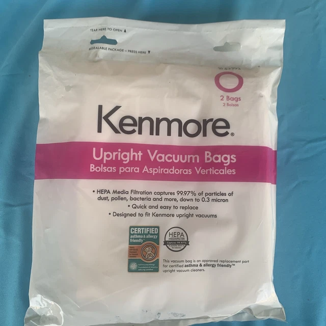 NEW KENMORE 53293 Upright Vacuum Bags 2 Pack Style O HEPA Filtration £7