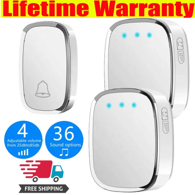 Loud Wireless Doorbell Plug in Cordless Doorbells Waterproof Door Bell Chime Kit