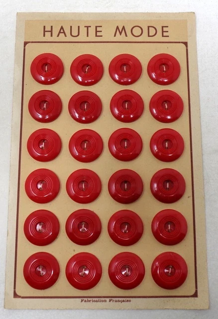 Plaquette à Boutons Ancienne Vintage Rouge - Objet D'occasion, Couleur Rouge