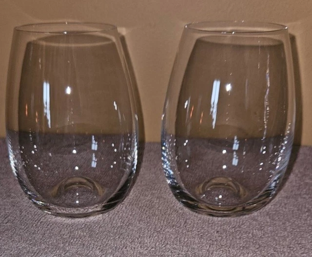 SET 2 DARTINGTON Solo Clear Glass White Wine Stemless Tumblers Glasses