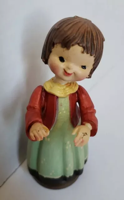 Vtg Anri Ferrandiz Carved Wooden Figurine Child Girl Apron Brunette