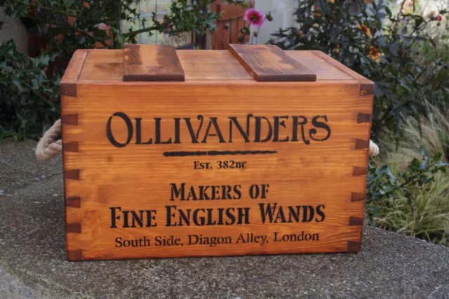 Rustic Antiqued Vintage Wooden Ollivanders Boxes Crates Trugs With Lid Handmade