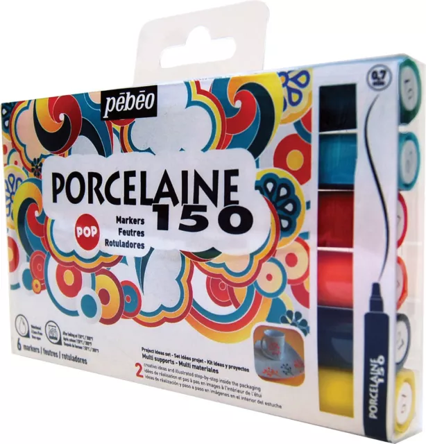 Pebeo Porcelaine 150 Permanent Keramik Malen Stifte Pop Set Von 6 Farben