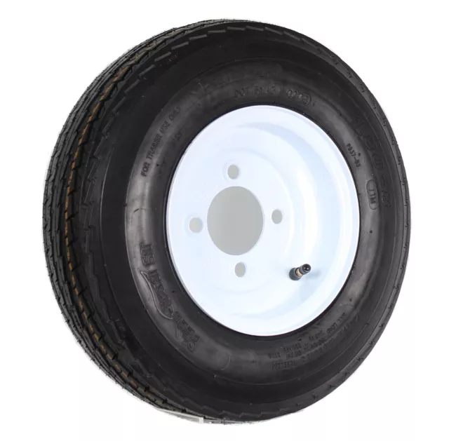 Trailer Tire On Rim 480-8 4.80-8 8 6 Bias Ply LRC 4 Hole Lug White Wheel
