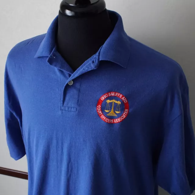 Vintage Ohio Bailiffs and Court Officers Association Blue Polo Shirt Sz XL