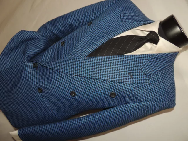GIORGIO FERRARDO MEN'S Black & Blue Windowpane Double Breasted jacket ...