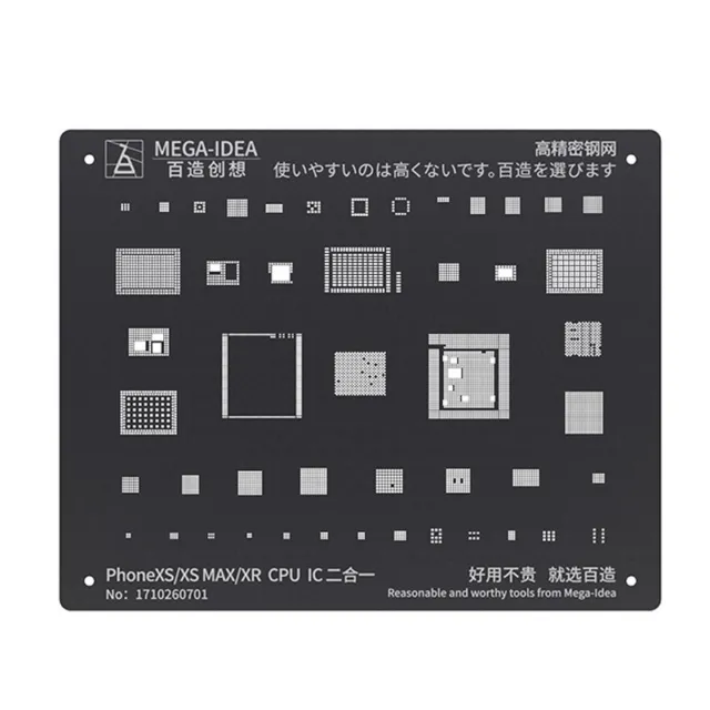 Pochoir rebillage Stencil iPhone XS / XS MAX / XR CPU Qianli Mega-Idea Black