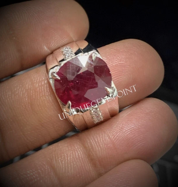 Natural Ruby Gemstone 925 Sterling Silver Handmade Ring Men's Ring Men's Jewelry